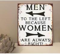1x Men Left Women Right Funny Toilet Vintage Rustic Metal Plaque Sign Gift Novelty mt890 (250mm x 200mm)