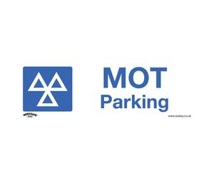 1x MOT PARKING Health & Safety Sign - Rigid Plastic 300 x 100mm Warning Plate