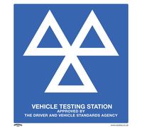 1x MOT TESTING STATION Safety Sign - Aluminium Metal 600 x 625mm Warning Plate