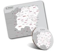 1x Mouse Mat & 1x Round Wooden Cork Coaster Aberdeen District Matching Set of Mouse Pad & Placemat for Coffee Tea Drinks Kitchen #55501
