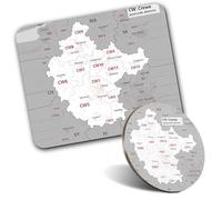 1x Mouse Mat & 1x Round Wooden Cork Coaster Crewe District Matching Set of Mouse Pad & Placemat for Coffee Tea Drinks Kitchen #55522