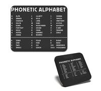 1x Mouse Mat & 1x Square Wooden Cork Coaster Black Phonetic Alphabet Matching Set of Mouse Pad & Placemat for Coffee Tea Drinks Kitchen #50284