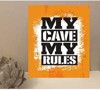 1x My Cave Rules Man Cave Quote Metal Plaque Sign Gift House Novelty (mt221) (250mm x 200mm)