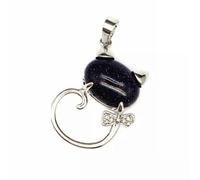 1x Natural Crystal Bowknot Cat Pendant Quartz Gemstone Gift-Blue Sandstone-1PC (Random Pick)