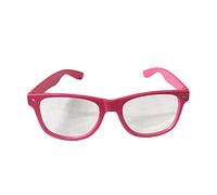 1x Neon Shades Glasses | Retro Sunglasses With Clear Lenses | Clubbing Night Out Party Fancy Dress, Costume & Photo Props (Pink)