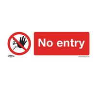 1X No Entry Health & Safety Sign - Durable Rigid Plastic Warning Plate 300 X 100mm