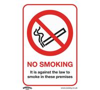 1x NO SMOKING (ON PREMESIS) Safety Sign - Rigid Plastic 148 x 210mm Warning