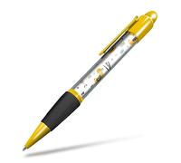 1x Orange/Yellow Ballpoint Pen (Photo Insert) - Cute Yellow Ducks Duckling - Soft Feel Finger Grip, Black Ink #2048