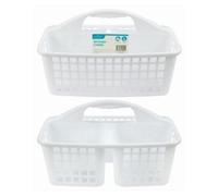 1x Plastic Stackable Storage Caddy - White - Kitchen Sink Organiser Dish Washing Sponge Soap Dispenser Holder Tidy Storage Rack - By Ashley