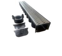 1X Polydrain Domestic Galvanised Drainage Channel A15 - 1000mm X 129mm X 79mm 2X End Caps & 1X Outlet