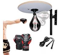 1x Punching Speed Ball Platform Set Heavy Duty Boxing Training Equipment Adjustable Hanging Speedball Platform Wall Mounting Frame Punch Bag Stand MMA Fitness Enthusiasts (WITH 4OZ RED 2023)