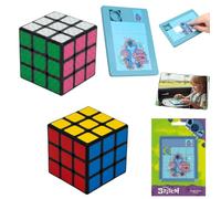 1x Random Magic Cube Puzzle + Disney Stitch Sliding Puzzle Bundle, Brain Teaser Fidget Toy, Christmas Birthday Stocking Filler Gift