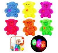 1x Random Teddy Bear Jiggly Puffer Toy, Glow-in-the-Dark Sensory Fidget Ball, Soft Squeeze Stress Relief Toy, 9cm Party Favour for Kids 3+ Years