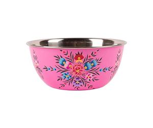 1x Raspberry Pansy 21.5cm Stainless Steel Camping Bowl - Reusable Picnic Party Pasta Food Dinner Serving Dinnerware Crockery Dishes - by BillyCan