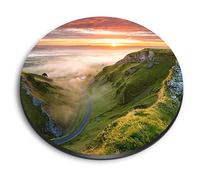 1x Round MDF Magnet 6cm - English Peak District Winding Misty Road - Fridge Locker Office Whiteboard Toolbox #50826