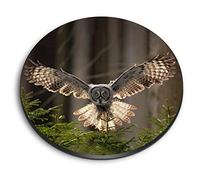 1x Round MDF Magnet 6cm - Flying Great Grey Owl Forest Bird - Fridge Locker Office Whiteboard Toolbox #50916