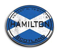 1x Round MDF Magnet 6cm - Hamilton Scotland Flag Circle - Fridge Locker Office Whiteboard Toolbox #60206
