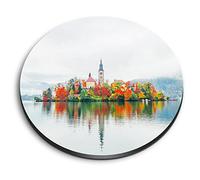 1x Round MDF Magnet 6cm - Lake Bled Slovenia Autumn Travel - Fridge Locker Office Whiteboard Toolbox #51307