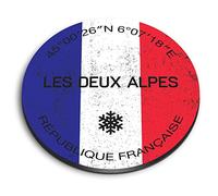 1x Round MDF Magnet 6cm - Les Deux Alpes France Flag Circle - Fridge Locker Office Whiteboard Toolbox #60194