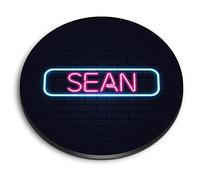 1x Round MDF Magnet 6cm - Neon Sign Design Sean Name - Fridge Locker Office Whiteboard Toolbox #352473