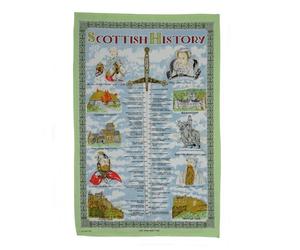 1x Scottish Cotton Tea Towel pack - 48x76 cm - Scottish History Design - Traditional Scotland Heritage Tea towels for Kitchen - Mothers Day, Burns Supper, Christmas, Special occasions