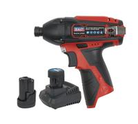 1x Sealey 1/4" Hex Drive Impact Driver Kit - 2x 12V Li-ion Batteries - CP1203KIT