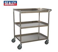 1x Sealey 3-Level Stainless Steel Workshop Trolley - CX410SS
