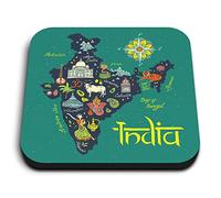 1x Square MDF Magnet 5cm - India Travel Map Flag Indian Asia Holiday - Fridge Locker Office Whiteboard Toolbox #58776