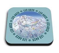 1x Square MDF Magnet 5cm - Les Arcs Ski Snowboard Resort Map - Fridge Locker Office Whiteboard Toolbox #57976