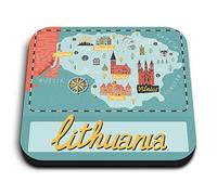 1x Square MDF Magnet 5cm - Lithuania Vilnius Travel Holiday Landmarks - Fridge Locker Office Whiteboard Toolbox #58803
