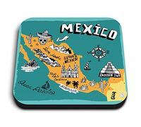 1x Square MDF Magnet 5cm - Mexico Mexican Map Fun Landmarks - Fridge Locker Office Whiteboard Toolbox #58710