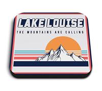 1x Square MDF Magnet 5cm - Retro Lake Louise Canada Ski Mountains - Fridge Locker Office Whiteboard Toolbox #59162