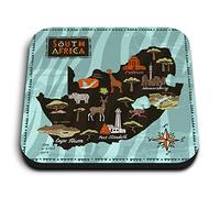 1x Square MDF Magnet 5cm - South Africa African Map Landmarks - Fridge Locker Office Whiteboard Toolbox #58704
