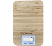 Terraillon 14749 Glass, Ecological Kitchen Scale with Dynamo, Tare Function and Liquid Conversion, Capacity 5kg, White, Bamboo
