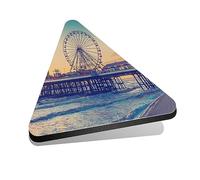 1x Triangle MDF Magnet 6cm - Blackpool Pier Sunset Ferris Wheel - Fridge Locker Office Whiteboard Toolbox #50294