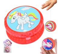 1x Unicorn Light Up Responsive Plastic Yoyo in Red Colour, Stable and Sturdy with Yoyo String, Great Gift for Girls Yo-Yo Kids and Beginner Players to Perform 5.5cm
