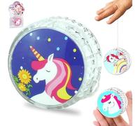 1x Unicorn Light Up Responsive Plastic Yoyo in White Colour, Stable and Sturdy with Yoyo String, Great Gift for Yo Yo Kids Girls and Beginner Players to Perform 5.5cm