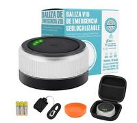 1X V16 Emergency Light DGT 3.0 Approved with Geolocation, 360º LED Beacon Visible up to 1 km, eSIM Data until 2038, Dual Power AA Batteries or USB, Kit with Case and Suction Cup for Car and Motorcycle