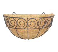 1x Wall Light Scroll 35 CM With Coconut Inlay from Metal Black Flower Pot Plant