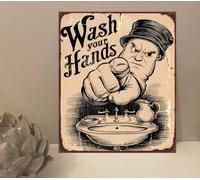 1x Wash Your Hands Toilet Bathroom Rustic Retro Metal Novelty Plaque Sign Gift mt863 (150mm x 100mm)