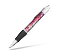 1x White Ballpoint Pen (Photo Insert) - Pink Tulip Art Flowers Pretty - Soft Feel Finger Grip #53166