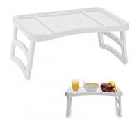 1x White Foldable Tray for Bed or Sofa - Comfortable, Portable, and Easy to Store, 51x33x23.5 cm, Plastic Material, Perfect for Work or Dining in Comfort