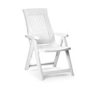 (1x White) Folding Garden Lounger Chair 5 Multi Reclining Positions Outdoor Dining Chairs
