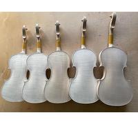 1x White violin 4/4 full size unfinished violin One Piece Flame Maple wood back Spruce top handmade (Fine grain) (Fine grain)