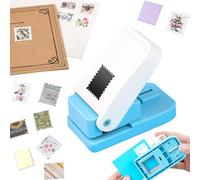 1X0.8inch Rectangular Postage Stamp Punch, Scalloped Rectangle Lever Action Craft Punch for Paper Crafting Scrapbooking DIY Card Making Arts Crafts Supplies