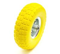 1x10" 3.50-4 Pneumatic Wheelbarrow Wheels Pneumatic Sack Truck Trolley Wheel Puncture Proof Tyre Complete for Garden heavy duty Trolley Barrow Trailer Truck Yellow Solid Replacement Wheelbarrow Wheel