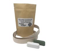 1X18 inch SUPER STROP 2 Pack Leather Honing Stropping Belt Fits Ken Onion Blade Grinding Attachment By Work Sharp with White and Green honing compound