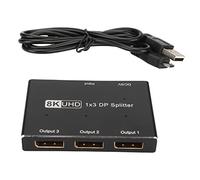 1x3 DisplayPort Splitter, DP 1.4 MST SST Hub, Triple Monitor Adapter for iOS Android Systems, Supports 8K 30Hz 4K 144Hz Ultra HD Resolution with HDR, Iron Casing for Durabi