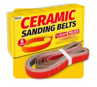1x30 Inch Ceramic Sanding Belts (40/60/80/120 Grits) - High-Performance Sander Sharpening Belts for Knife Making, Metalworking, and Woodworking