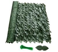 1x3m Artificial Hedge Fake Ivy Leaf Garden Fence Privacy Screening Roll Wall Panel (Dark Pothos)